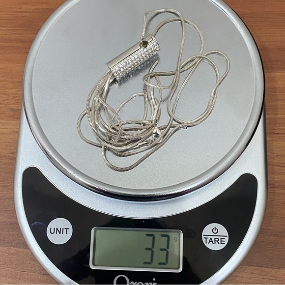 Silver-tone Rhinestones Tassel Chain 28” Long Necklace 33g - Picture 11 of 14